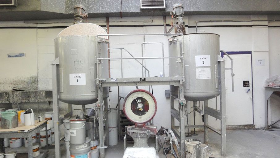 1100mm dia x 1100mm high twin station mixing tanks...