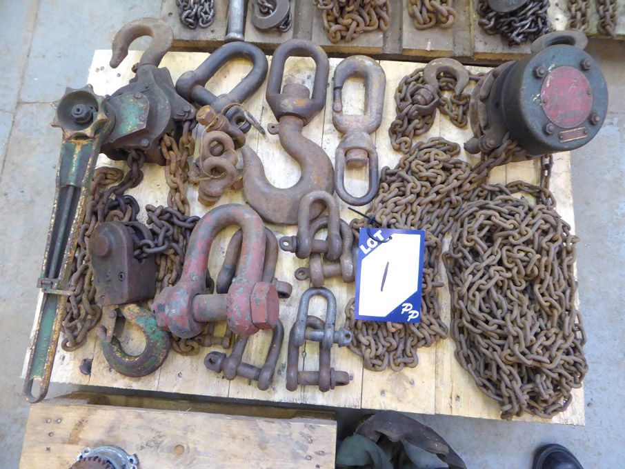 Qty lifting equipment inc: 3 ton ratchet hoist, Fe...